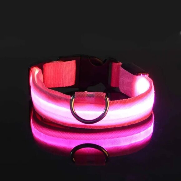Medium Pink Adjustable Glow-In-The-Dark Dog Collar - Picture 4 of 4